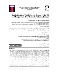 Spatio-Temporal Variability and Trends of Rainfall and Temperature Over Gamo Gofa Zone, Ethiopia