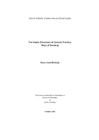 The Haptic Dimension of Ceramic Practice: Ways of Knowing