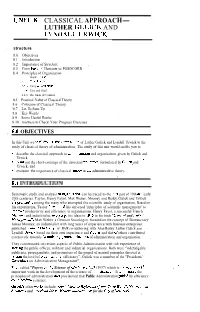Unit 8 Classical Approach- Luther Gulick and Lyndall Urwick
