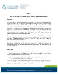 Use of Antipsychotic Medications in Nursing Facility Residents