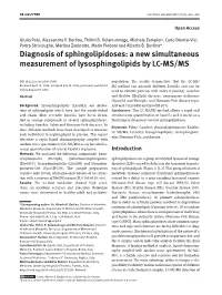 A New Simultaneous Measurement of Lysosphingolipids by LC-MS/MS