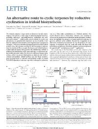 An Alternative Route to Cyclic Terpenes by Reductive Cyclization in Iridoid Biosynthesis