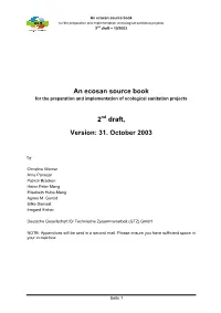 An Ecosan Source Book 2 Draft, Version: 31. October 2003