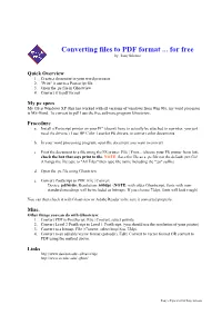 Converting Files to PDF Format ... for Free By: Tony Silveira