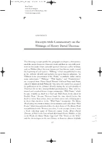 Excerpts with Commentary on the Writings of Henry David Thoreau