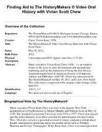 Finding Aid to the Historymakers ® Video Oral History with Vivian Scott Chew