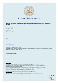 What Do Normative Approaches to Argumentation Stand to Gain from Rhetorical Insights