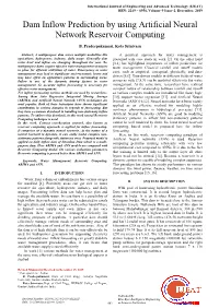Dam Inflow Prediction by Using Artificial Neural Network Reservoir Computing