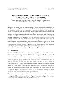 Implementation of Adr Techniques in Public