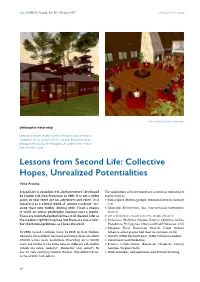 Lessons from Second Life: Collective Hopes, Unrealized Potentialities