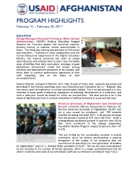 PROGRAM HIGHLIGHTS February 16 – February 28, 2011