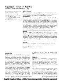 Psychogenic Movement Disorders Amitabh Gupta and Anthony E