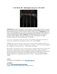 CHORD III Draws the Listener Further Into the Expansive Chasms of Sound That Were Excavated by Their First Two Releases