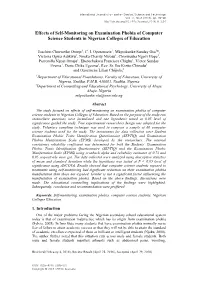 Effects of Self-Monitoring on Examination Phobia of Computer Science Students in Nigerian Colleges of Education 1