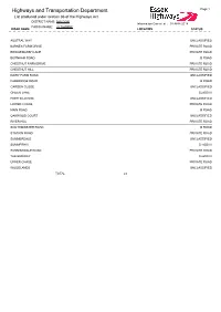 Highways and Transportation Department Page 1 List Produced Under Section 36 of the Highways Act