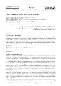 Papers Published in Zootaxa Concerning Neuropterida