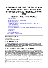 Review of Part of the Boundary Between the County Boroughs of Bridgend and Rhondda Cynon Taff Report and Proposals 1