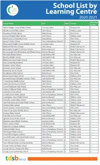 School List by Learning Centre 2020-2021
