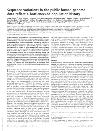 Sequence Variations in the Public Human Genome Data Reflect a Bottlenecked Population History