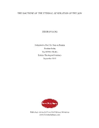 The Doctrine of the Eternal Generation of the Son