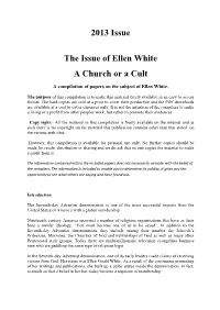 2013 Issue the Issue of Ellen White a Church Or a Cult