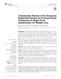 A Systematic Review of the European Rapid Alert System for Food and Feed: Tendencies in Illegal Food Supplements for Weight Loss