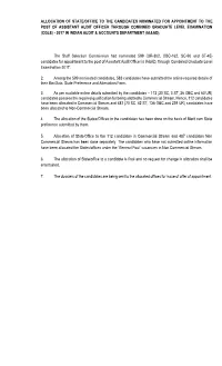 Allocation of State/Office to the Candidates Nominated For