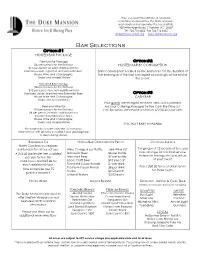 Bar Selections OPTION #1 HOSTED BAR PACKAGE