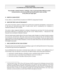 Notice of Hearing in Canadian Auto Parts Price-Fixing Class Actions