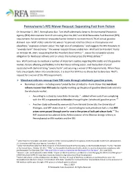 Pennsylvania's RFS Waiver Request: Separating Fact from Fiction