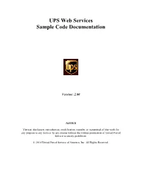 UPS Web Services Code Samples