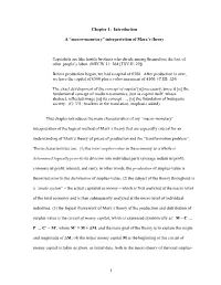 Introduction: a Macro-Monetary Interpretation of Marx's Theory