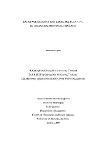 Language Ecology and Language Planning in Chiang Rai Province, Thailand
