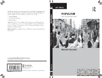 Populism: an Introduction Is the Frst Introduction to the Theme of Populism