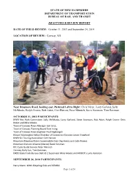 State of New Hampshire Department of Transportation Bureau of Rail and Transit Draft Field Review Report Date of Field Review: O