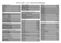DCS A-10C 1.1.1.1 Keyboard Bindings