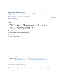 G78-393 Water Measurement Calculations (Revised November 1984) Dean E
