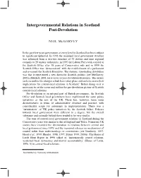 Intergovernmental Relations in Scotland Post-Devolution