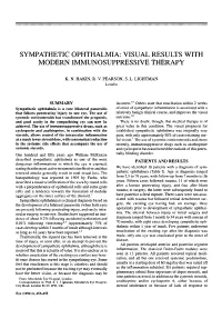 Sympathetic Ophthalmia: Visual Results With