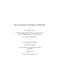 The Art and Craft of University Coordination