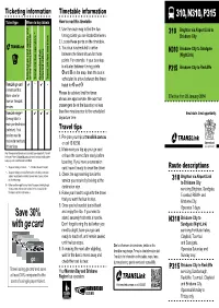 310, N310, P315 Ticket Type Where to Buy Tickets How to Read This Timetable 1