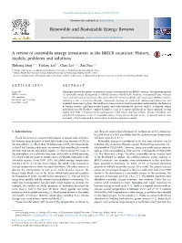 A Review of Renewable Energy Investment in the BRICS Countries History, Models, Problems and Solutions