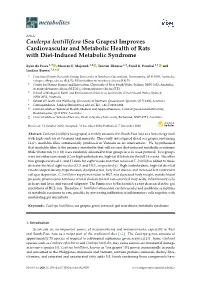 Caulerpa Lentillifera (Sea Grapes) Improves Cardiovascular and Metabolic Health of Rats with Diet-Induced Metabolic Syndrome