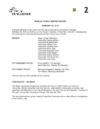 Regular Council Meeting Minutes