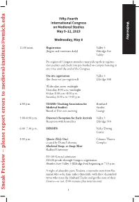 Sneak Preview -- Please Report Errors to Medieval-Institute@Wmich.Edu Report Errors -- Please Preview Sneak 1 Thursday, May 9 Morning Events