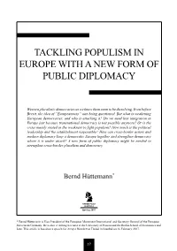 Tackling Populism in Europe with a New Form of Public Diplomacy