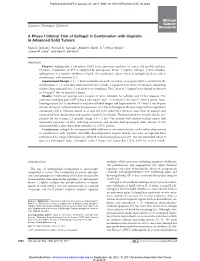 A Phase I Clinical Trial of Safingol in Combination with Cisplatin in Advanced Solid Tumors