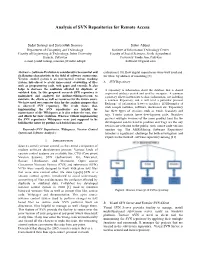Analysis of SVN Repositories for Remote Access