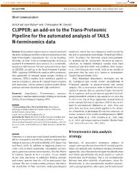 CLIPPER: an Add-On to the Trans-Proteomic Pipeline for the Automated Analysis of TAILS N-Terminomics Data