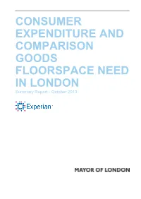 CONSUMER EXPENDITURE and COMPARISON GOODS FLOORSPACE NEED in LONDON Summary Report - October 2013